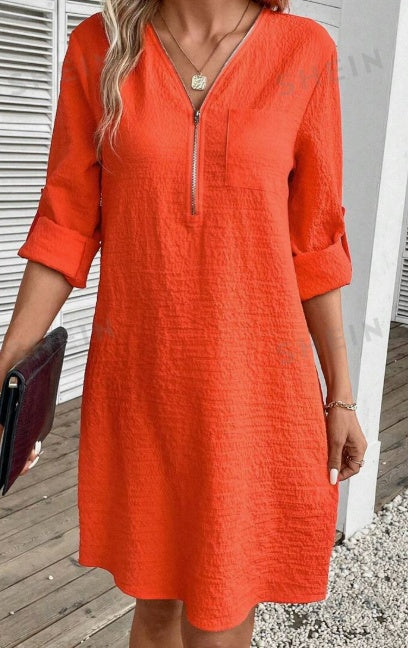 Women’s Textured Dress with Zip Detail & Pockets, supplier product image 3 of 3