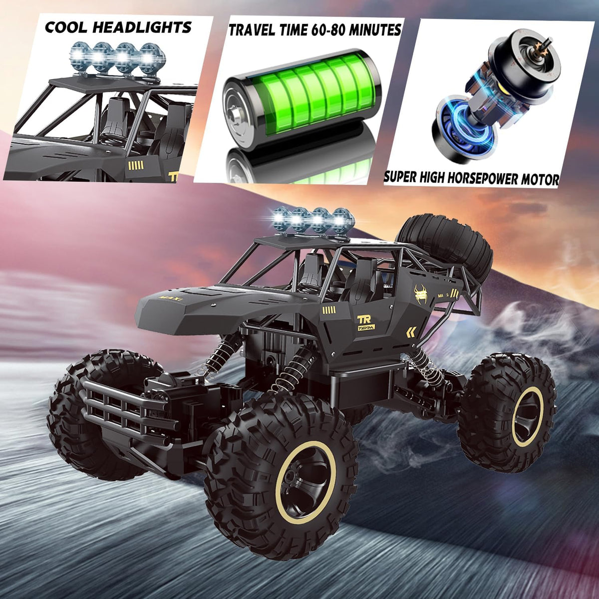 4WD Rechargeable RC Rock Crawler with LED Lights - product view 8