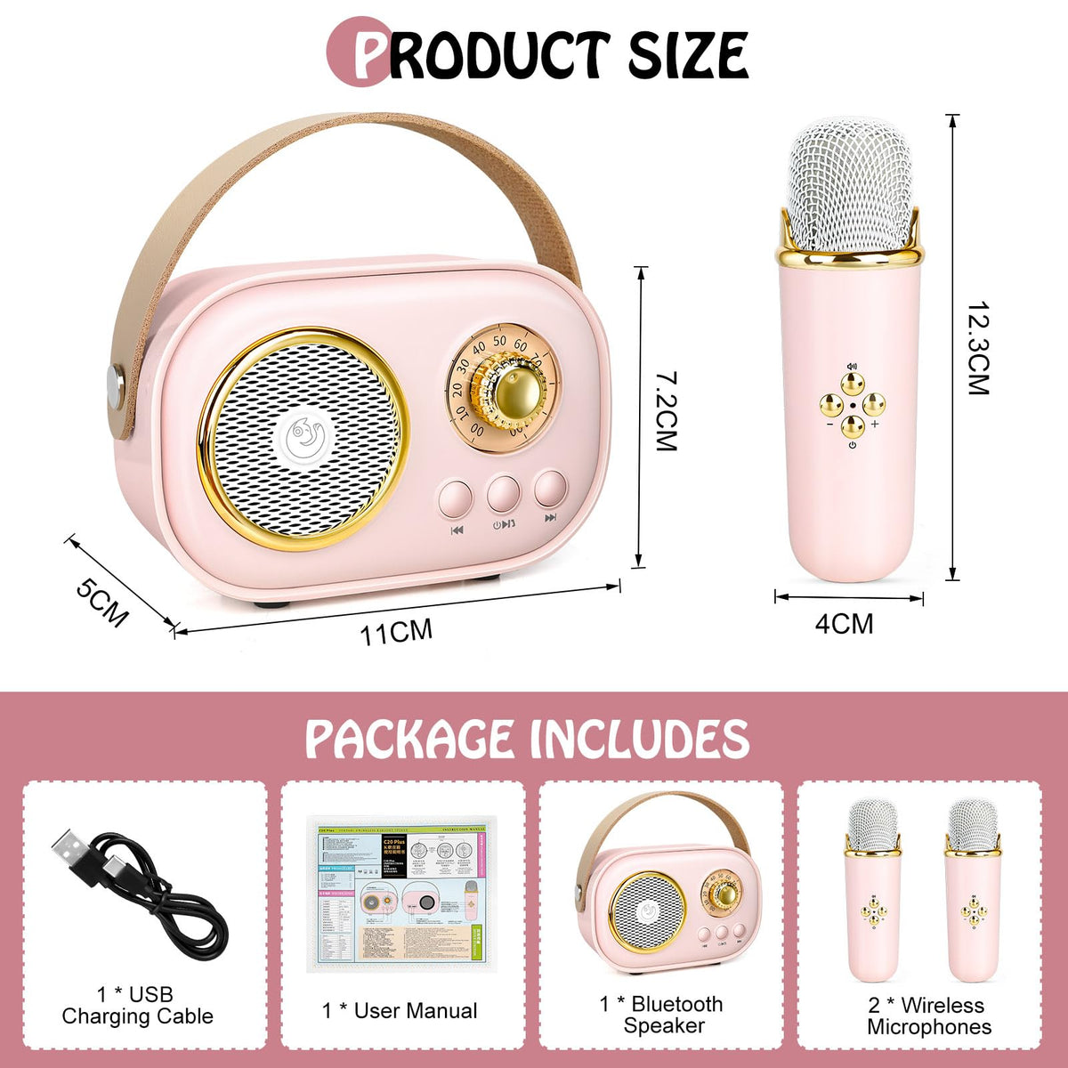 Kids’ Karaoke Machine with Two Mics & Six Effects - product view 6