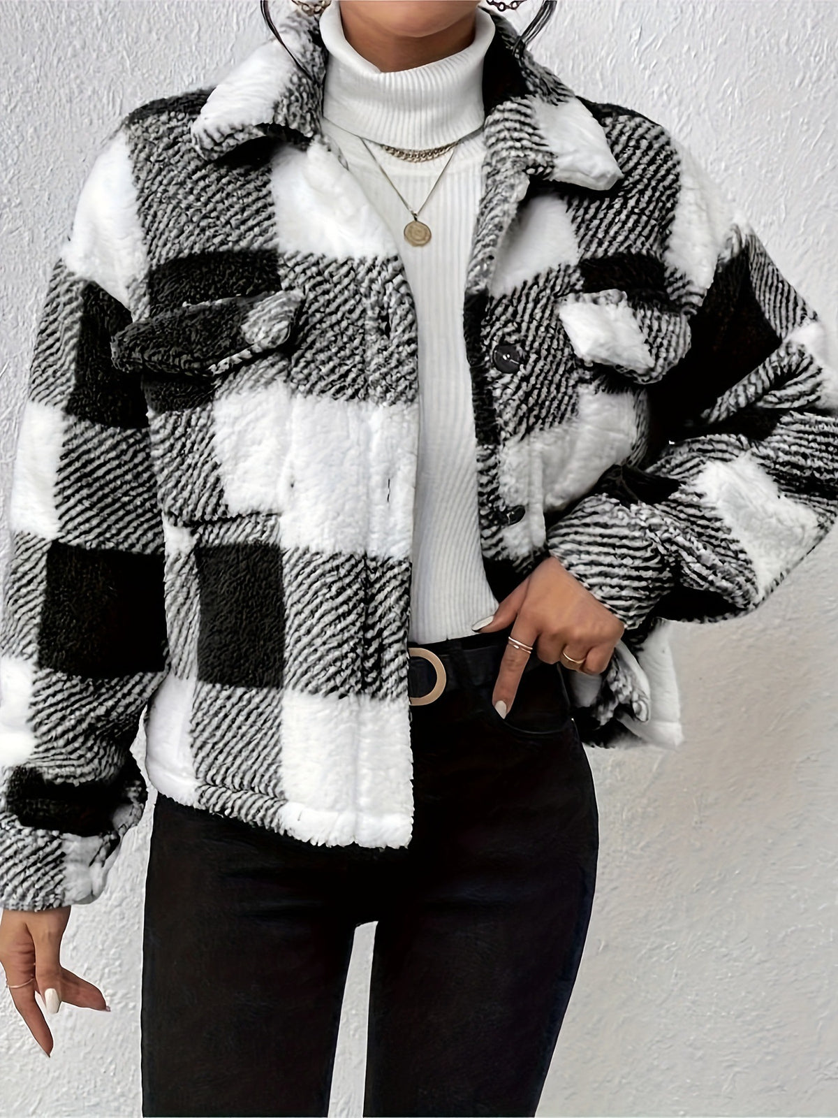 Women’s Plush-Style Button Cardigan with Pockets, supplier product image 3 of 10
