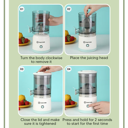 Electric citrus juicer with clean-pour anti-drip spout
