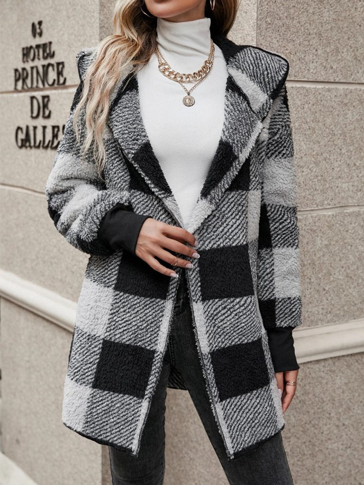 Women’s Loose-Fit Plaid Longline Cardigan, supplier product image 1 of 5
