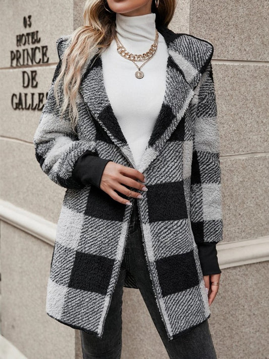 Women’s Loose-Fit Plaid Longline Cardigan, supplier product image 1 of 5