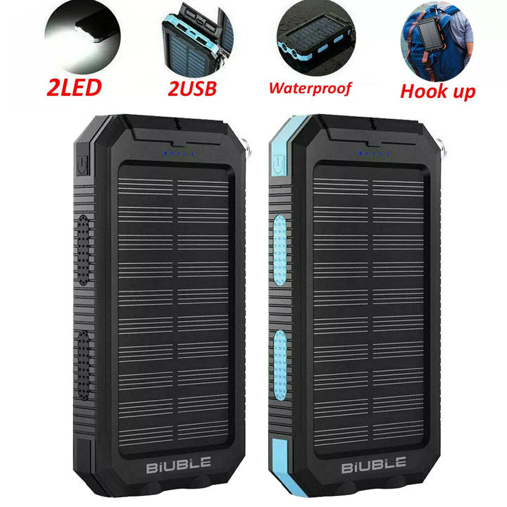 10,000mAh Solar Power Bank with Dual USB & Torch - product view 10