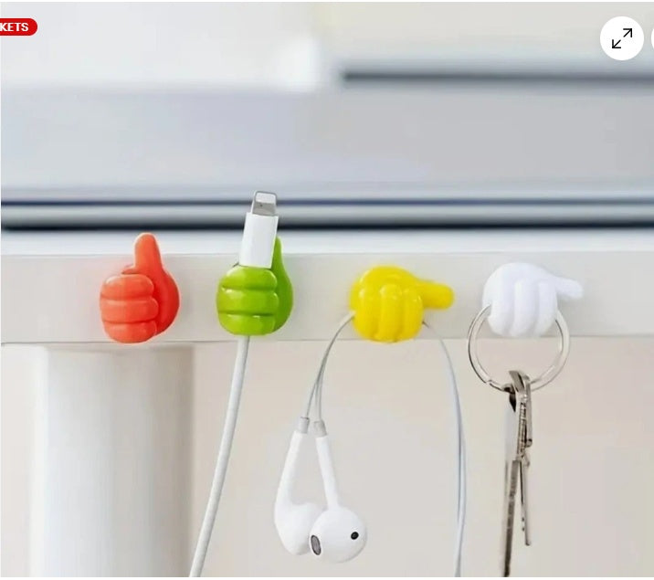 10-Piece Thumb-Shaped Adhesive Wall Hook Set