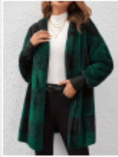 Women’s Loose-Fit Plaid Longline Cardigan, supplier product image 2 of 5