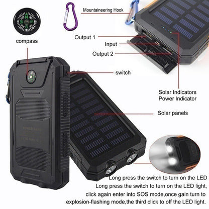 10,000mAh Solar Power Bank with Dual USB & Torch - product view 6