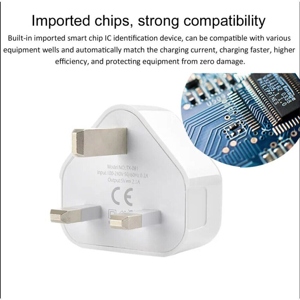 4-Pack UK USB-A Mains Charging Plugs - product view 2
