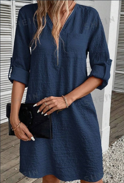 Women’s Textured Dress with Zip Detail & Pockets, supplier product image 1 of 3