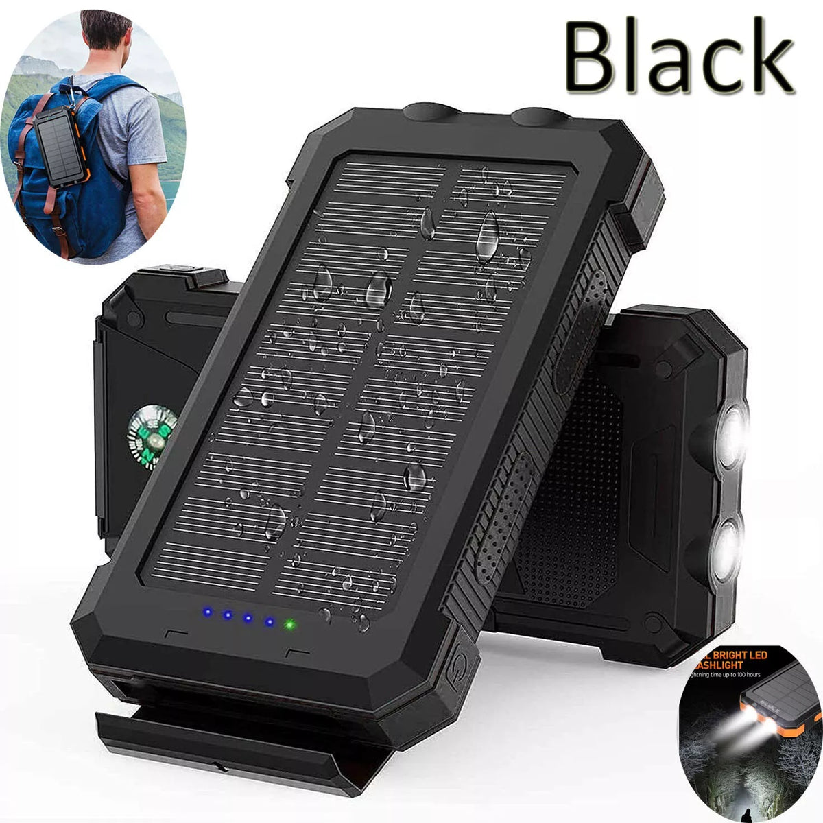 10,000mAh Solar Power Bank with Dual USB & Torch - product view 8