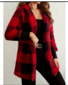 Women’s Loose-Fit Plaid Longline Cardigan, supplier product image 4 of 5