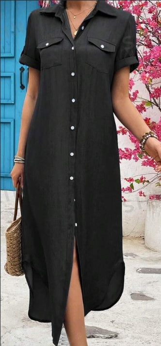 Women’s Denim-Look Longline Shirt Dress, supplier product image 2 of 3