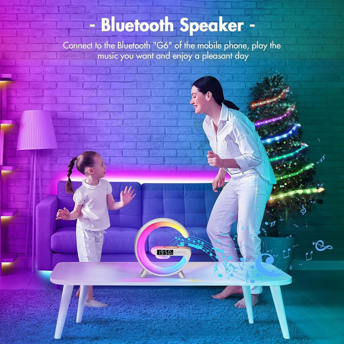G-Shaped LED Lamp with Speaker & Wireless Charging - product view 5