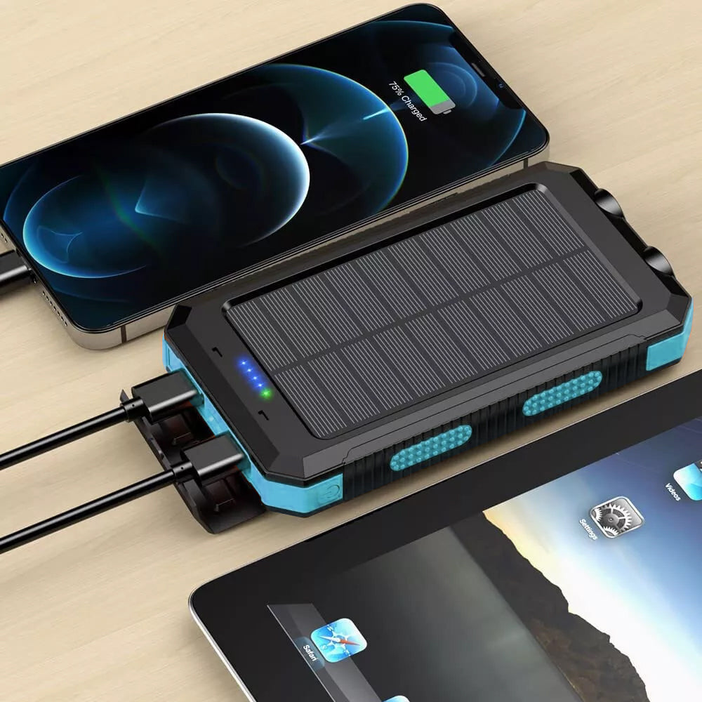 10,000mAh Solar Power Bank with Dual USB & Torch