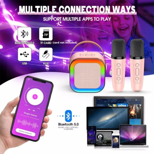 Mini Kids’ Karaoke Speaker with Two Wireless Mics - product view 6