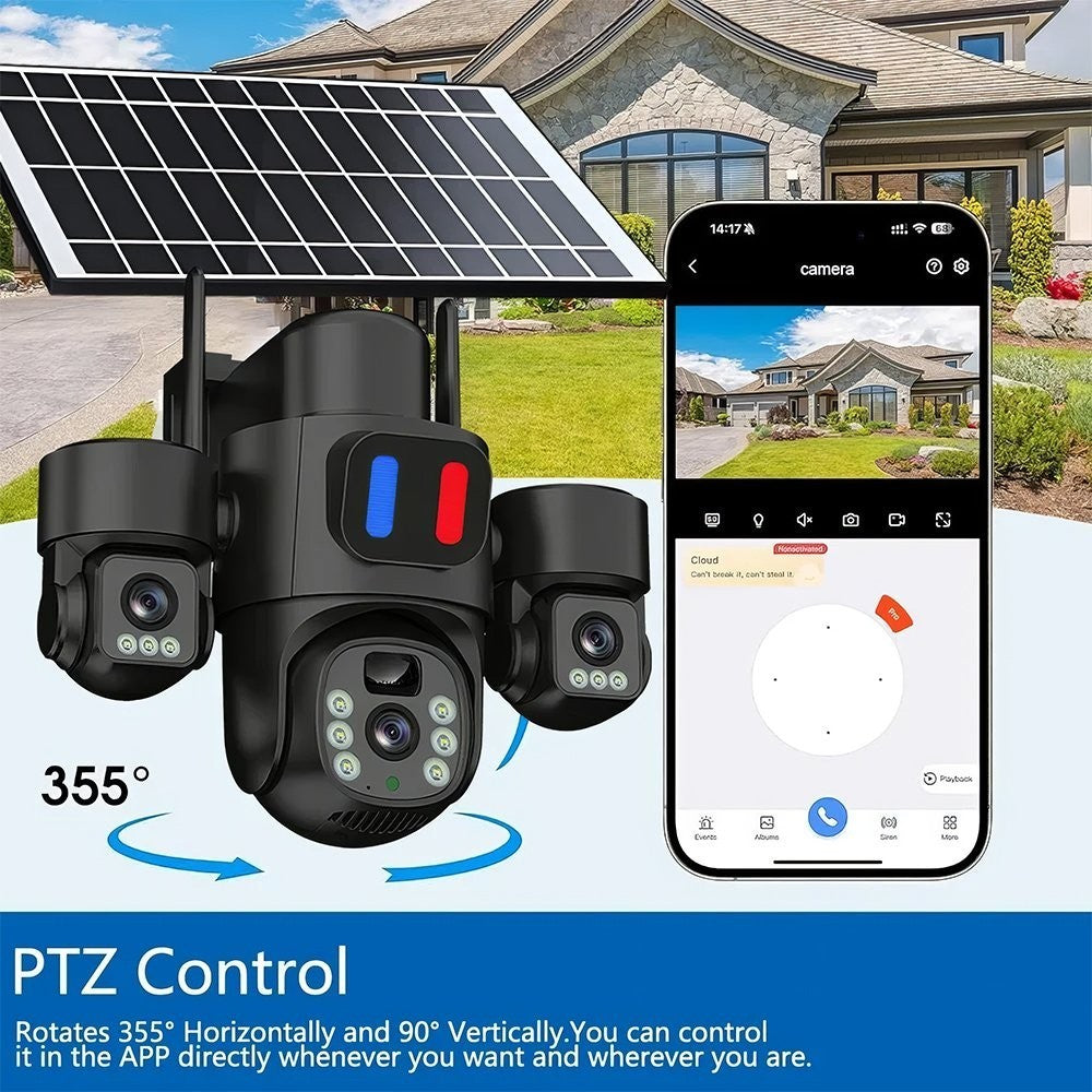 Triple-Lens Solar Wi-Fi Security Camera - product view 9