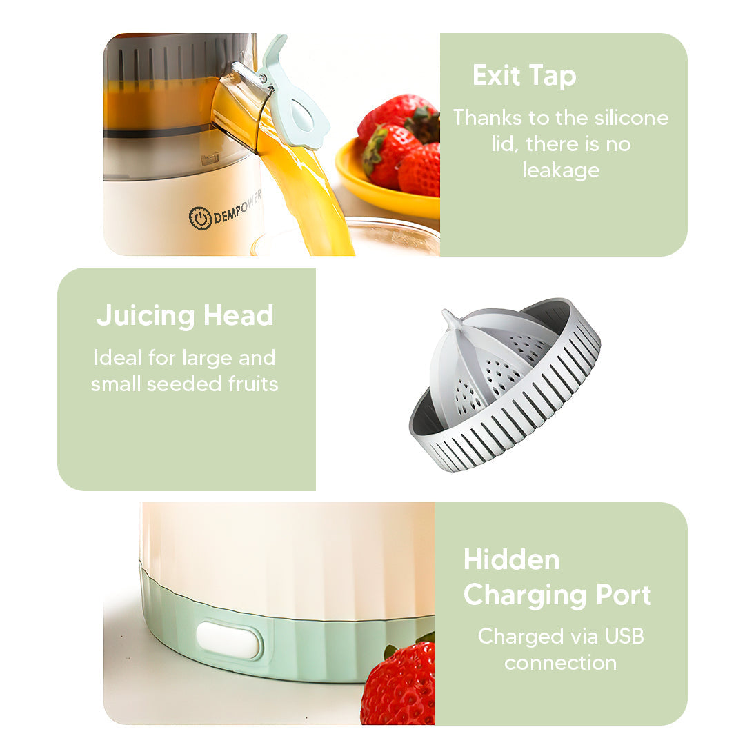 Compact rechargeable fruit juicer for kitchen worktops