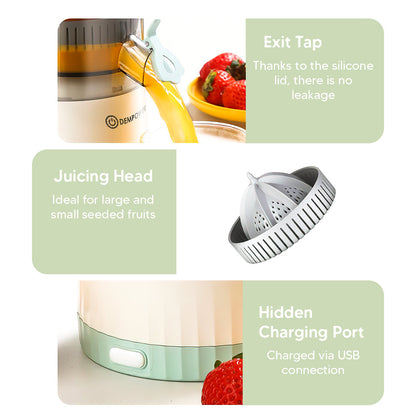 Compact rechargeable fruit juicer for kitchen worktops