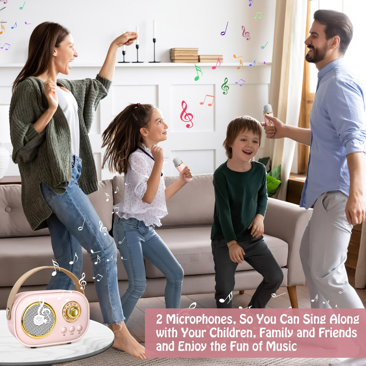 Kids’ Karaoke Machine with Two Mics & Six Effects - product view 3