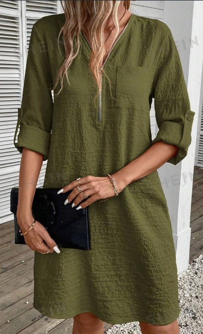 Women’s Textured Dress with Zip Detail & Pockets, supplier product image 2 of 3