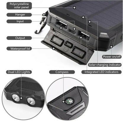 10,000mAh Solar Power Bank with Dual USB & Torch - product view 2