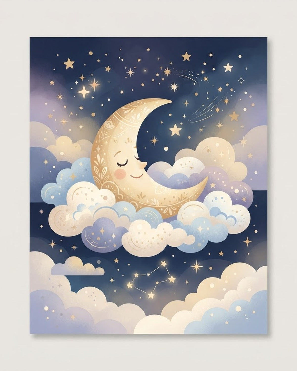 Dreamy moon and stars printable nursery wall art