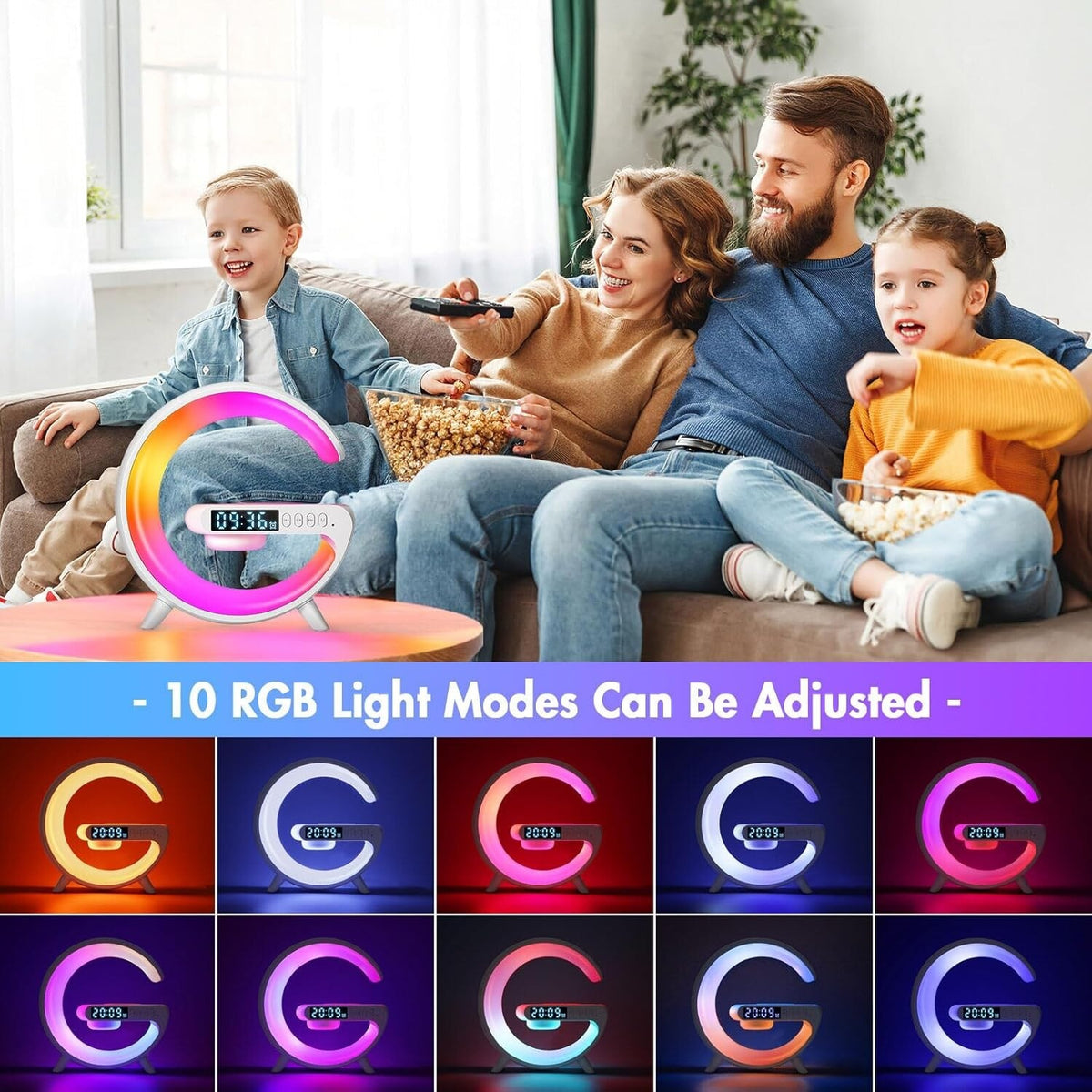 G-Shaped LED Lamp with Speaker & Wireless Charging - product view 4