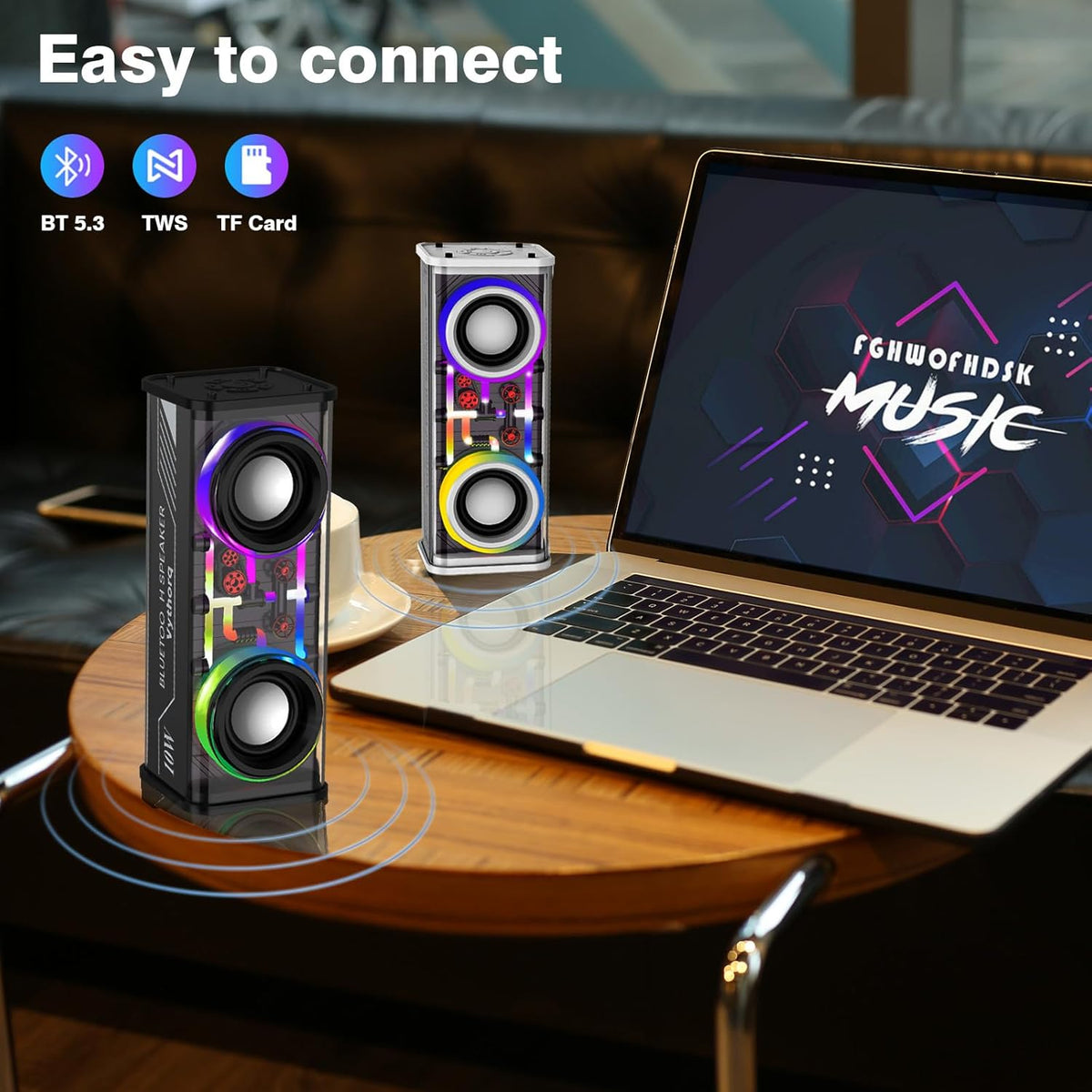 10W Transparent Bluetooth Speaker with LED Lights - product view 5