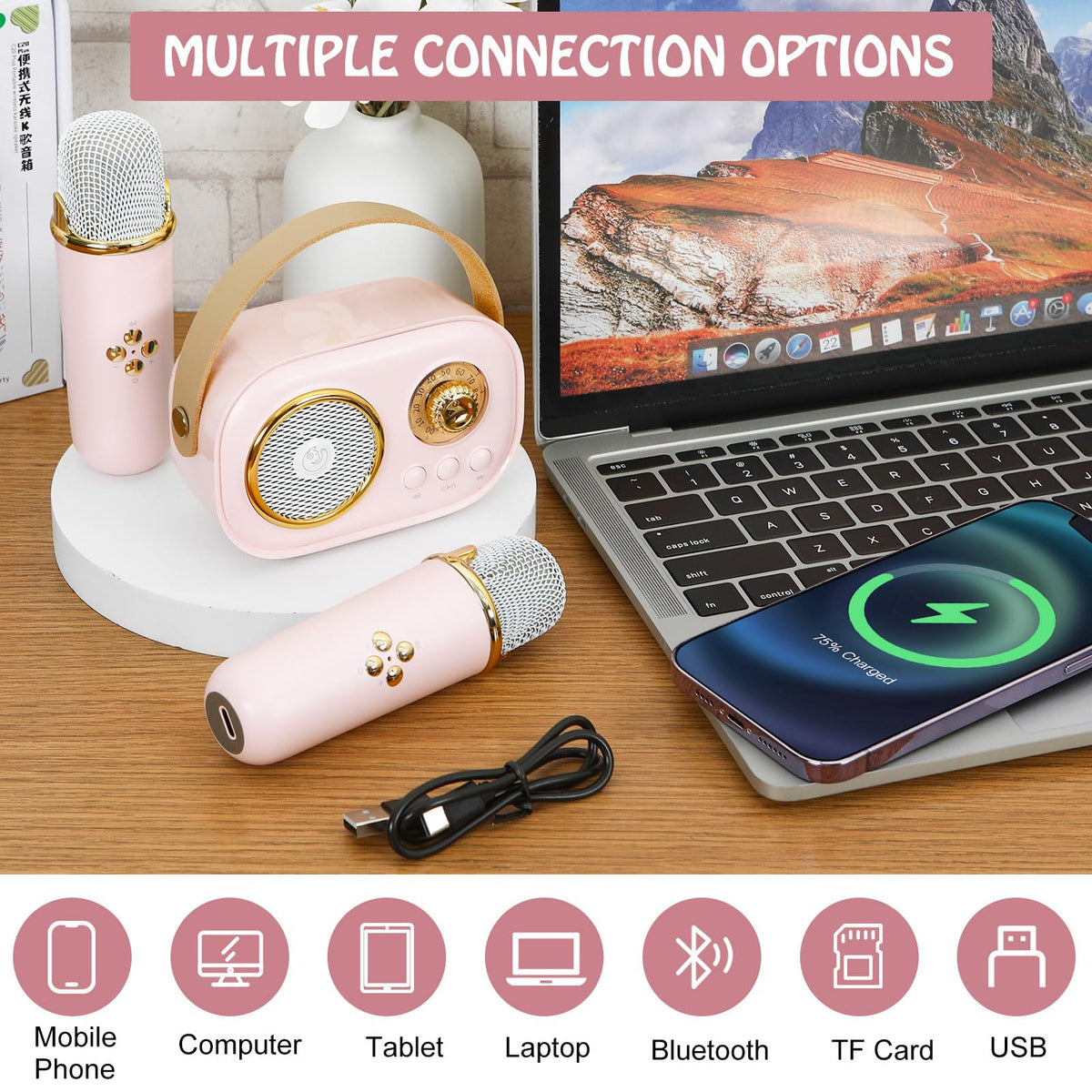 Kids’ Karaoke Machine with Two Mics & Six Effects - product view 8
