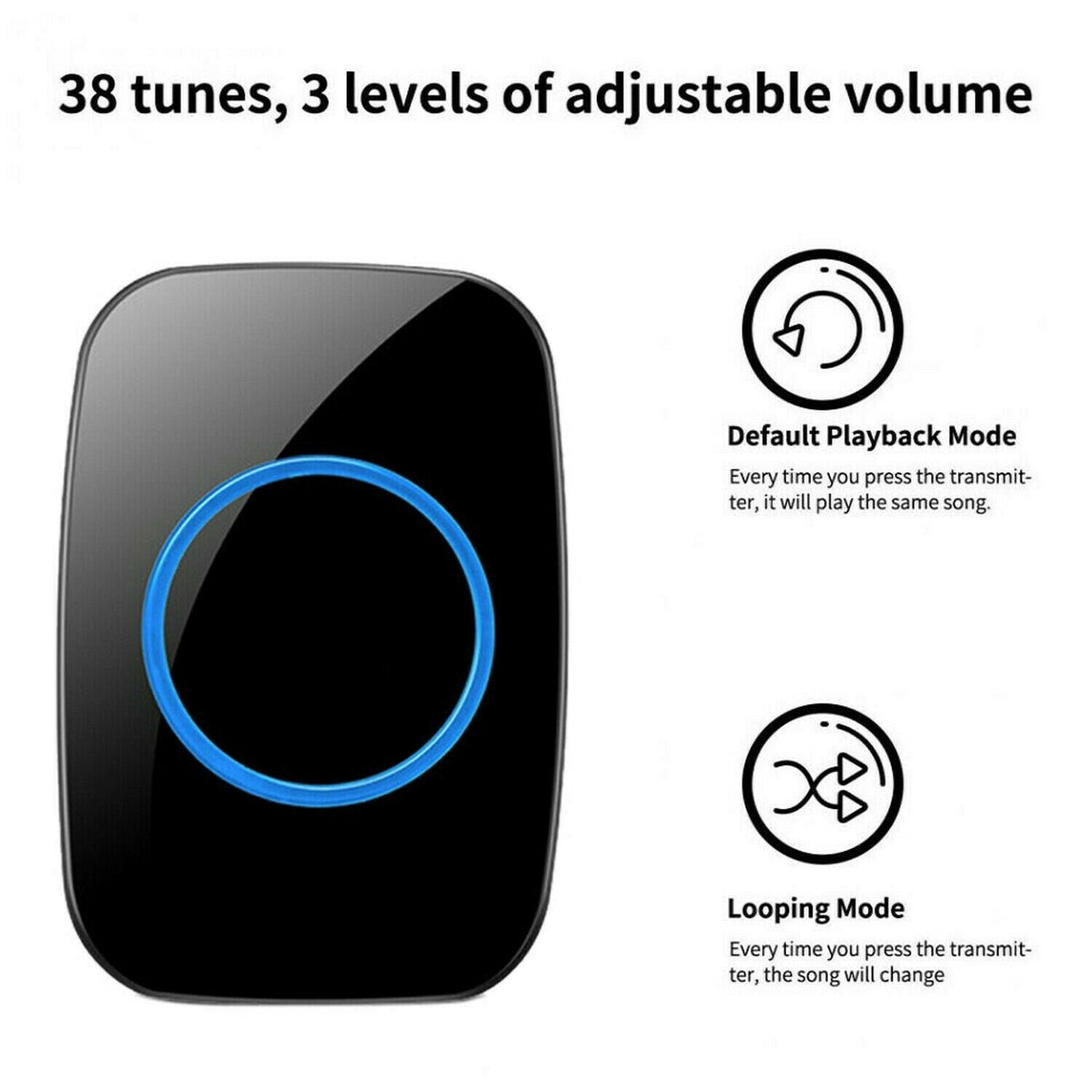 Wireless Plug-In Doorbell with 60 Chimes - product view 7
