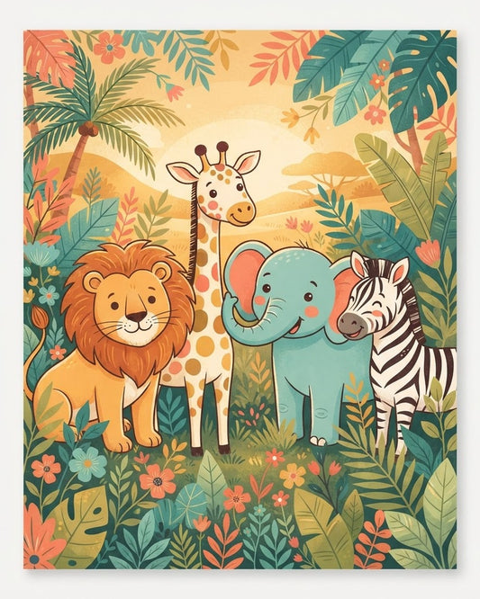 Friendly safari animals printable wall art for children