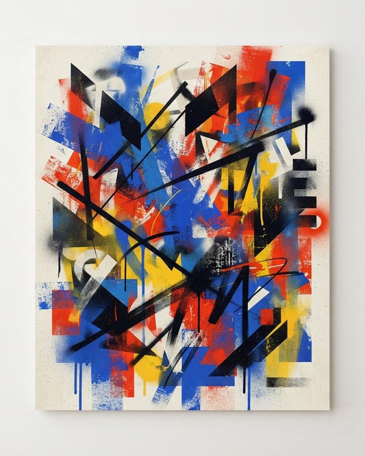 Bold urban abstract printable wall art in vivid colours